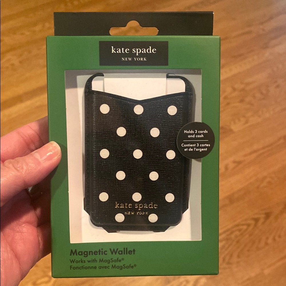kate spade Black Polka Dot Magnetic Wallet for MagSafe